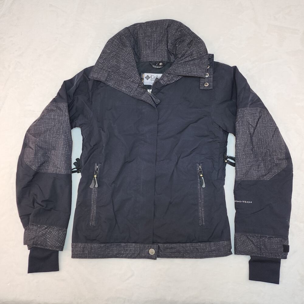 Columbia Ski Jacket Womens XS Winter Black Gray Titanium Omni-Tech Snowboard